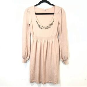 Rebecca Taylor Silk Cashmere Jeweled Sweater Dress